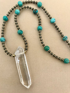 Crystal Pyrite Turquoise Necklace